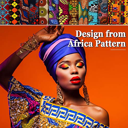 12 Telas Africanas Grandes de 19,5 x 15,7 Pulgadas (50 x 40 cm), Tela con Estampado de Cera de Ankara Africana para Coser, Hacer Cubierta Facial, Manualidades y Trabajo de Parche DIY