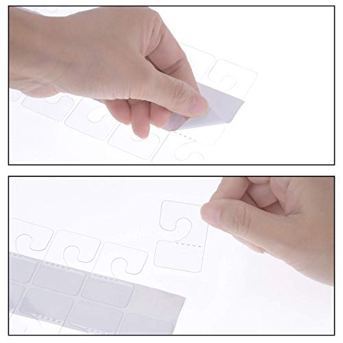 120Pcs Autoadhesivo Hang Tabs Euro agujero, multiperforado, para orificio, Gancho en forma de J y Agujero de ranura Hang Tabs Estilos de plástico transparente 2 - Paquete múltiple plegable