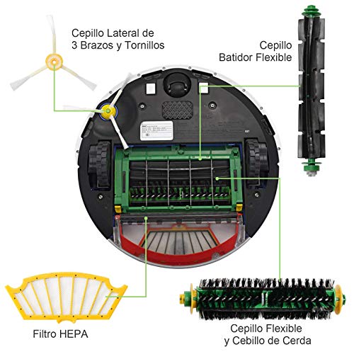 13PCS Kit de Recambios Roomba Serie 500, Accesorios Compatibles con Roomba Serie 500 505 520 510 530 531 535 545 550 552 575 580 595 Filtros y Cepillos Roomba Serie 500, Repuestos Roomba