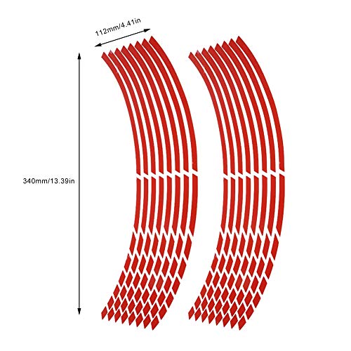 16 Uds cinta reflectante para llanta de rueda, cinta adhesiva para bicicleta, motocicleta, 16-18 pulgadas, pegatinas reflectantes para tira de rueda, accesorio de decoración(rojo)