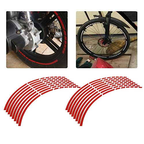 16 Uds cinta reflectante para llanta de rueda, cinta adhesiva para bicicleta, motocicleta, 16-18 pulgadas, pegatinas reflectantes para tira de rueda, accesorio de decoración(rojo)
