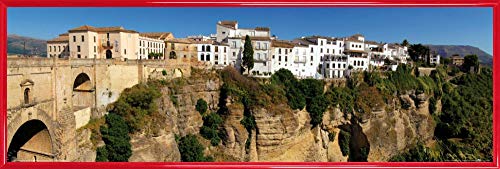 1art1 Construcciones Históricas Póster Impresión Artística con Marco (Plástico) - Houses On The Canyon, Ronda In Spain (91 x 30cm)