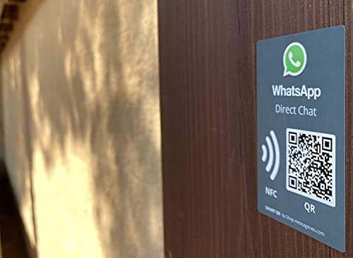 1x Pegatina Whatsapp para tu negocio | MultiAcceso con QR y NFC | Multiidioma | Materiales premium larga duración | para instalar en ventana, mostrador escaparate de tu tienda