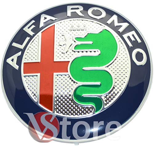 2 emblemas Alfa Romeo verde logo 74 mm MY 2016 capó delantero trasero Emblema Green 147 156 159 Brera Mito Metal