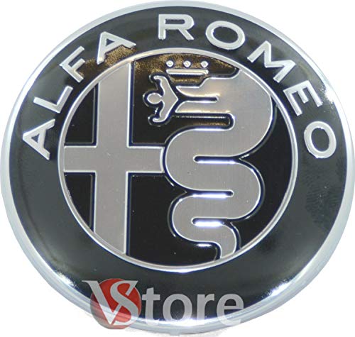 2 Emblemas escudo Alfa Romeo negro espejo logotipo 74mm capó delantero trasero emblema Black 147 156 159 Brera Mito metal