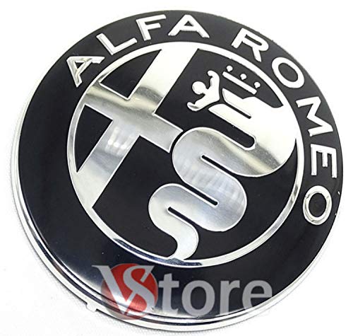 2 Emblemas escudo Alfa Romeo negro espejo logotipo 74mm capó delantero trasero emblema Black 147 156 159 Brera Mito metal