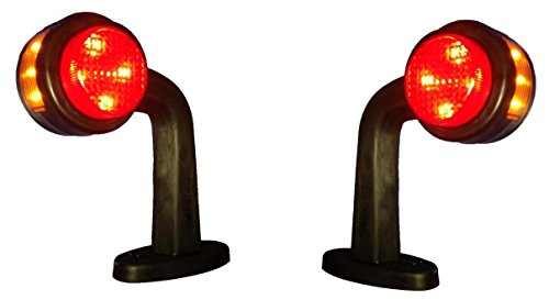 2 marcadores laterales para codo, color rojo/blanco/naranja, luces 24 V, remolque, furgoneta, camión, caravana, chasis autocaravana