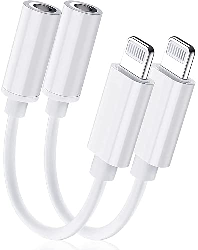 2 Pack Adaptador de iPhone,[Apple MFi Certificado] Lightning a 3.5 mm Jack Aux Audio Auriculares Compatible con iPhone 13/13 Pro Max/12/11/XS/XR/X/8/8P/7/7P y es Compatible con Todos los Sistemas iOS