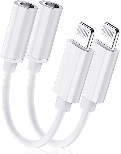 2 Pack Adaptador de iPhone,[Apple MFi Certificado] Lightning a 3.5 mm Jack Aux Audio Auriculares Compatible con iPhone 13/13 Pro Max/12/11/XS/XR/X/8/8P/7/7P y es Compatible con Todos los Sistemas iOS