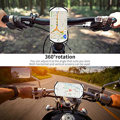 2 Paquetes Soporte Movil Bici, 360° Rotación Soporte Movil Moto Bicicleta, Ajustable Universal Silicona Teléfono Manillar, Compatible para iPhone X/XR/XS MAX, para Samsung Galaxy, Huawei 4"-6.5"