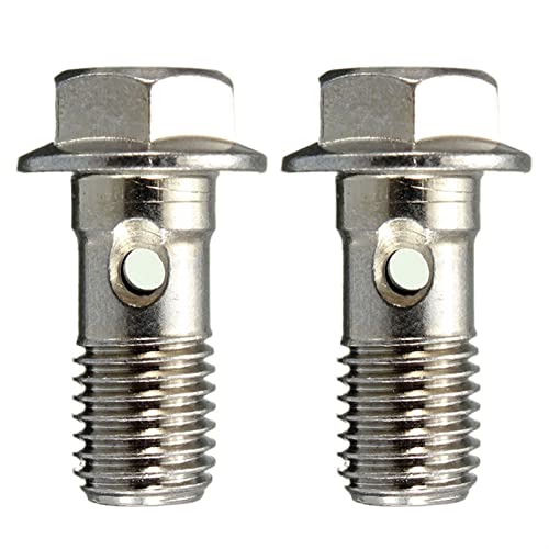 2 PCS Motocicleta Freno inoxidable Banjo Tornillo M10 x 1.25 mm Manguera de aceite de freno hidráulico (Color : Silver)