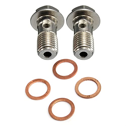 2 PCS Motocicleta Freno inoxidable Banjo Tornillo M10 x 1.25 mm Manguera de aceite de freno hidráulico (Color : Silver)