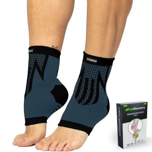 2 Tobilleras Deportivas de Compresión Hombre/Mujer - Tobilleras Estabilizadoras para Esguinces de Tobillo, Fascitis Plantar, Running y Fútbol - Transpirable y Antideslizante (Negro, Small)