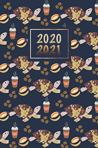 2020-2021: Agenda Planificateur Mensuelle et Semainier de Août 2020 à Décembre 2021 Motif Tortue de Mer et Café