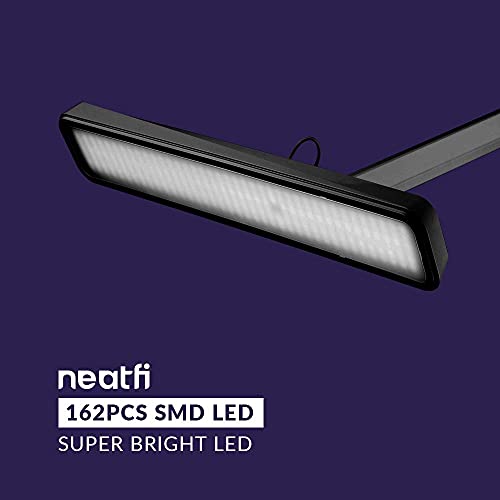 (2021 modelo) Neatfi XL Lámpara de trabajo con abrazadera LED de 2.500 lúmenes, Enchufe Europeo, lámpara de escritorio súper brillante de 30 W, 162 piezas de LED SMD (Negro)