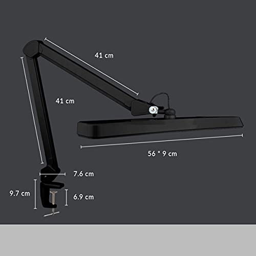 (2021 modelo) Neatfi XL Lámpara de trabajo con abrazadera LED de 2.500 lúmenes, Enchufe Europeo, lámpara de escritorio súper brillante de 30 W, 162 piezas de LED SMD (Negro)