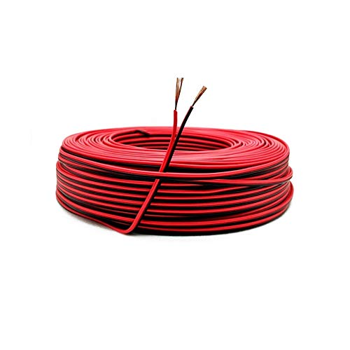 22AWG Cable Electronica,0,33mm2 Alambre Cobre Estañado,Cable Rojo Negro de PVC de 2 Núcleos para Conectores de Tira de LED/Bricolaje 20 Metros(10 Metros Negro+10 Metros Rojo)