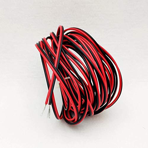 22AWG Cable Electronica,0,33mm2 Alambre Cobre Estañado,Cable Rojo Negro de PVC de 2 Núcleos para Conectores de Tira de LED/Bricolaje 20 Metros(10 Metros Negro+10 Metros Rojo)