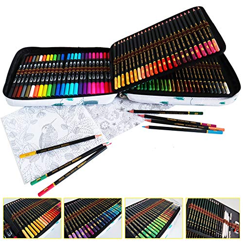 24 Rotuladores Doble Punta Acuarelables y 96 lápices de colores Conjunto de Dibujo,rotuladores punta fina y Lápices Bosquejo Material Set,Incluye Herramientas de dibujo y capacidad grande Caja lápiz