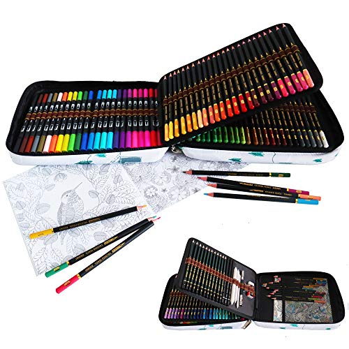 24 Rotuladores Doble Punta Acuarelables y 96 lápices de colores Conjunto de Dibujo,rotuladores punta fina y Lápices Bosquejo Material Set,Incluye Herramientas de dibujo y capacidad grande Caja lápiz