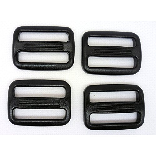 25PCS Negro Ajustable Plástico 3 Bar Slides Hebillas Mochila Cincha Moll Tactical Bolsa Partes (15 mm)