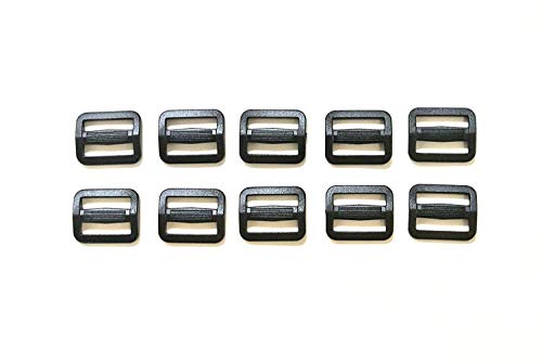 25PCS Negro Ajustable Plástico 3 Bar Slides Hebillas Mochila Cincha Moll Tactical Bolsa Partes (15 mm)