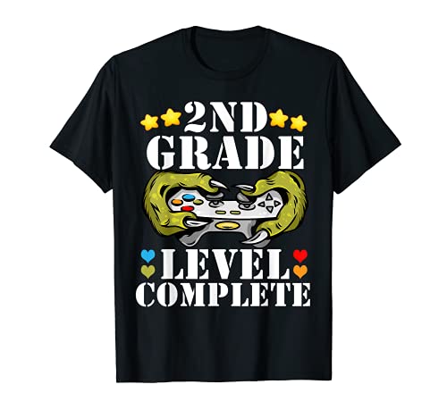 2nd Grade Graduación 2021 T-Rex Gamer Segundo Grado para Niños Camiseta