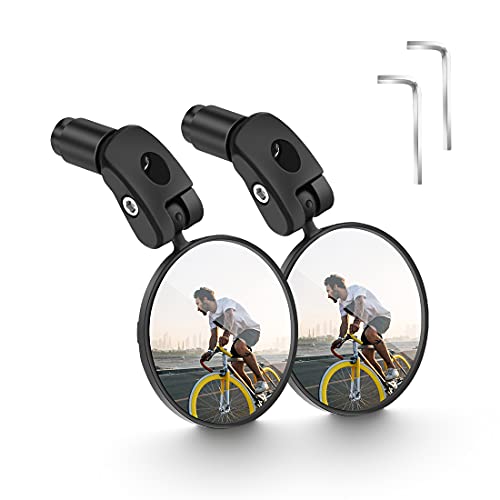 2pcs Espejo Retrovisor de Bicicleta, Espejos de Bicicleta Manillar 360 Grados Ajustable Espejo Convexo Espejo Retrovisor del Manillar para Mountain Road Bike, Bicicletas de montaña, Motocicletas