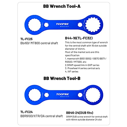 2PCS Herramienta de Llave BB para Bicicleta Llave de Eje Herramienta de reparación de Llave de Bicicleta 44 mm 16 Muesca 46 mm 24 Muesca Soporte Inferior Juego de bielas Instalar Remoción