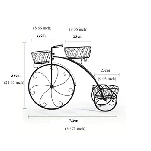 3 niveles de metal adornado Triciclo triciclo Stand Jardín Bicicleta Patio Adorno Rack, Soporte de la planta de bicicleta Jardinera de jardín Para mantener las plantas de maceta ( color : Blanco )