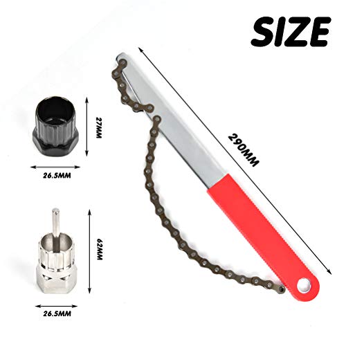 3 Piezas Llave de Cadena para Bicicleta, Bicicleta Látigo de Cadena Herramienta, Herramienta de Extracción de Cassette de Bicicleta, Bloqueo Remover de Rueda Libre para Cambio de Cadena