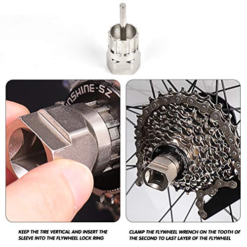 3 Piezas Llave de Cadena para Bicicleta, Bicicleta Látigo de Cadena Herramienta, Herramienta de Extracción de Cassette de Bicicleta, Bloqueo Remover de Rueda Libre para Cambio de Cadena