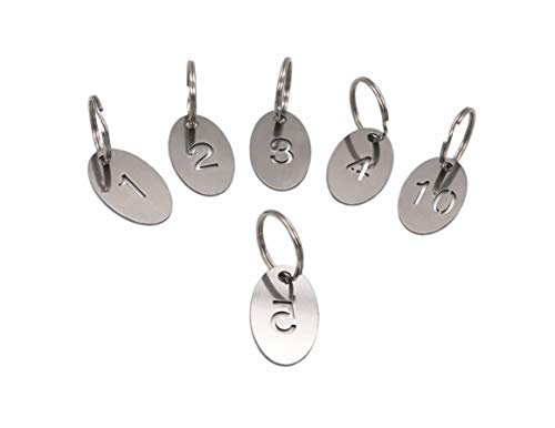 304 Stainless Steel Oval Key Tags with Ring 10 pcs, Hollowed Number ID Tags Key Chain, Numbered Key Rings - 1 to 10