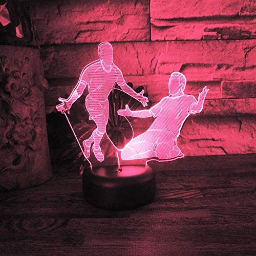 3D Illusion Jugar al fútbol Lámpara luces de la noche ajustable 7 colores LED Creative Interruptor táctil estéreo visual atmósfera mesa regalo para Navidad