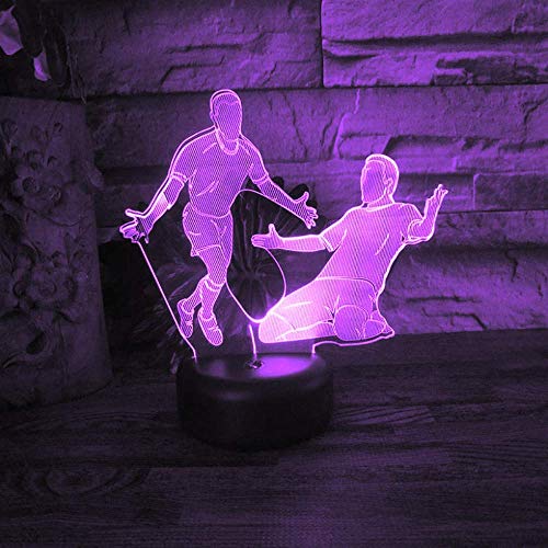 3D Illusion Jugar al fútbol Lámpara luces de la noche ajustable 7 colores LED Creative Interruptor táctil estéreo visual atmósfera mesa regalo para Navidad