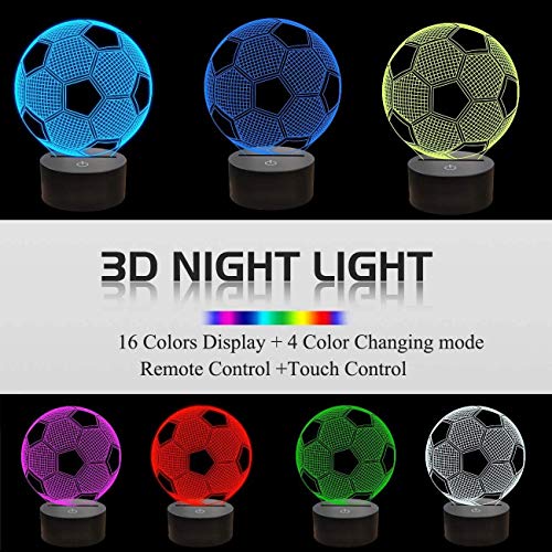 3D Ilusión óptica Lámpara LED Luz de noche Deco LED Lámpara 7 colores de control remoto con Acrílico Plano & ABS Base & Cargador usb