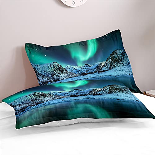 3D Juego de Ropa de Cama, Treer 3 Piezas Microfibra Anti Decoloración Nórdica Juegos de Funda de Edredón Estampada Funda de Almohada (220x260cm,montaña)