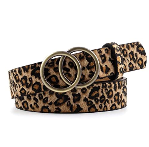 3Pcs Cinturón Mujer Con Estampado Cebra Y Serpiente de Leopardo A La Moda, Cinturón Fino Crin, Cinturón Cuero PU, Cinturón Dorado Con Hebilla Para Mujer (Color A)