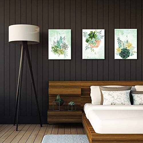 3X Cuadro En Lienzo, PIY PAINTING Flor Verde Con Mariposa Fotografía, 3 Piezas Artística Imagen de Naturaleza, 30x40cm Listo para Colgar Fotos como Decoracion de Pared para Baño, Regalo para Niños