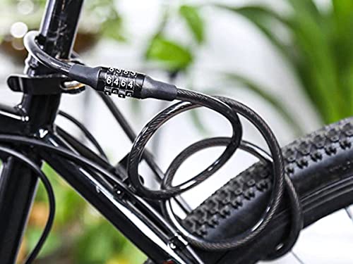 4 dígitos combinación de candado de bicicleta, cadena de bicicleta con cable largo 120cm diámetro 11mm, para scooter de bicicleta, color surtido (11X1200mm)