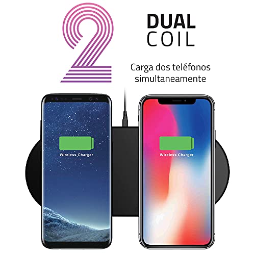 4-Ok Cargador Inalambrico Doble Qi. Carga Inalambrica sin Cable Wireless. Compatible con iPhone, Samsung, Xaiomi. Base de Carga Rapida. Diseño Ultrafino. Maxima Seguridad. Negro