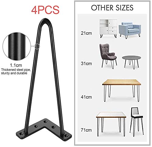 4 Patas A Horquilla para Mesa, Pata de Mesa de Metal de Estilo Moderno Muebles Artesanales DIY Pata Mesa Horquilla Para Sillas de Mesa de diferentes Oficina En Casa Negro 30 cm