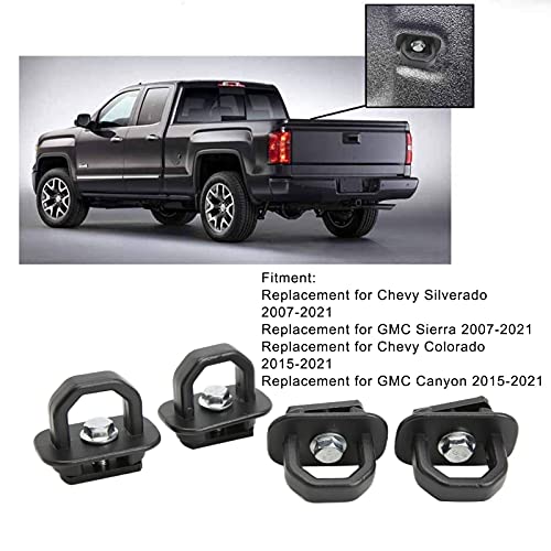 4 piezas de anclaje de pared lateral para cama de camión, reemplazo extraíble retráctil para Chevy Silverado 2007-2021 （4 x anclaje de pared lateral& 2 x Junta y 1 x Llave）