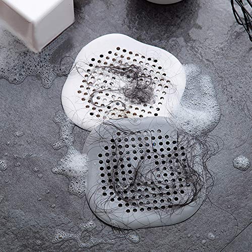 4 piezas Silicona Protector de drenaje con lechón Senhai Colador fregadero Ducha pelo colector Bañera Cubierta de drenaje para cocina Baño- Gris blanco