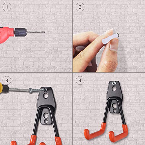 4PCS Ganchos Pesados de Organización 15KG Ganchos de Pared Soporte Colgador para Almacenamiento de Garaje Herramienta con Tornillos para Colgar Artículos a granel, Bicicletas, Llantas, Escaleras