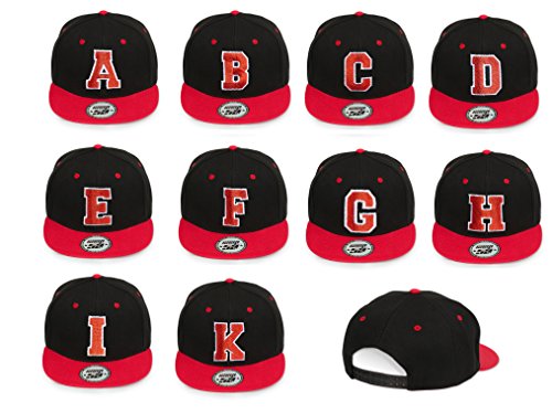 4sold ABC Gorra flexible roja, blanca o negra con las distintas letras del alfabeto negro I Talla única