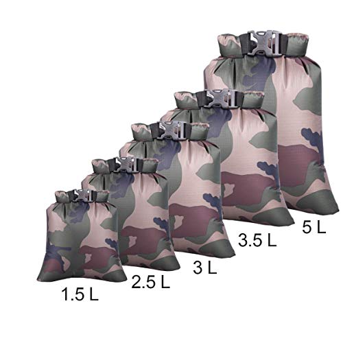 5 PCS Waterproof Camping Bag Camouflage,Tangger Bolsa de Camuflaje al Aire Libre Bolsa Impermeable para Movil Ropa Adecuado para Deportes al Aire Libre como el Rafting y la Navegación