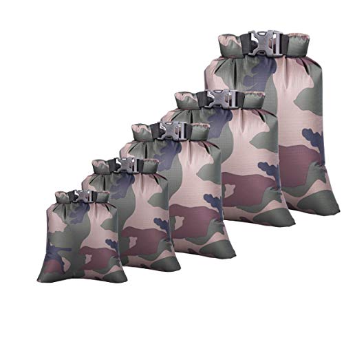 5 PCS Waterproof Camping Bag Camouflage,Tangger Bolsa de Camuflaje al Aire Libre Bolsa Impermeable para Movil Ropa Adecuado para Deportes al Aire Libre como el Rafting y la Navegación