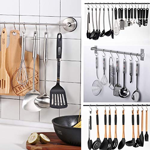 50 Paquete Ganchos en Forma de S, Ganchos multifuncionalesde metal para utensilios de cocina, Oficina, Baño, Garaje, Taller e hogar（Grande, Mediano y pequeño）