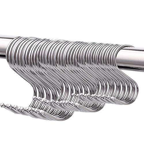 50 Paquete Ganchos en Forma de S, Ganchos multifuncionalesde metal para utensilios de cocina, Oficina, Baño, Garaje, Taller e hogar（Grande, Mediano y pequeño）